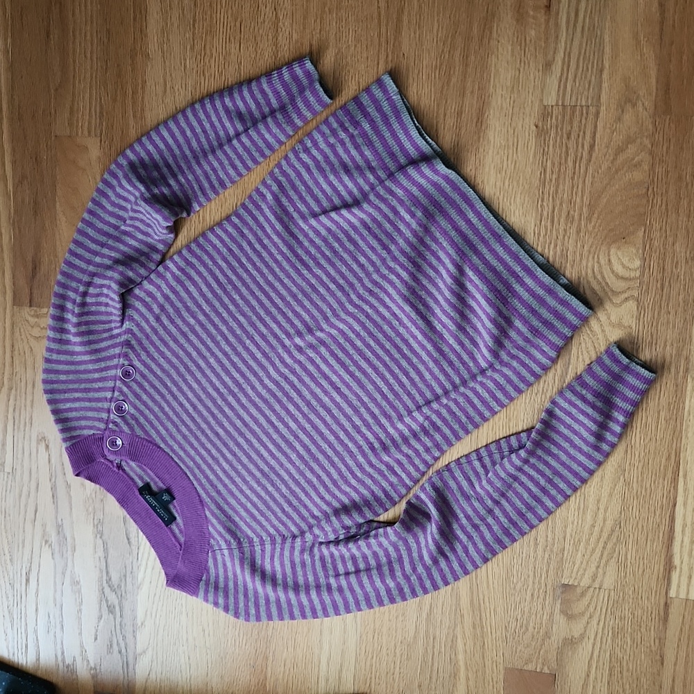 Banana Republic Luxury cashmere blend sweater, purple/Grey striped, size xs